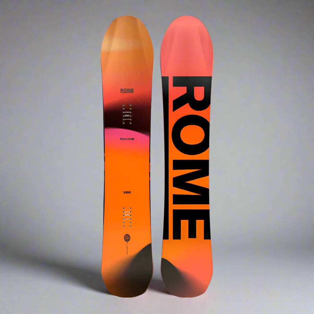 orange and black snowboard