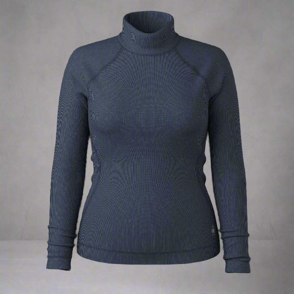 Smartwool Thermal Merino Rib T-Neck - Women's nightfall blue