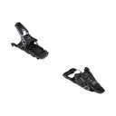 Two black ski bindings shown on a plain white background, one upright and one angled, with visible Shimano branding.