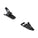 Two black ski bindings shown on a plain white background, one upright and one angled, with visible Shimano branding.