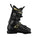 A Salomon ski boot in black with gold accents, featuring a dial closure system and a quick-release buckle, shown from a side profile on a white background.