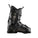 Salomon ski boot in black with gold lettering, featuring a dial closure system and quick-release buckles, shown from a side profile on a white background.
