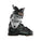 Salomon ski boot in black and silver with green accents, featuring a dial closure system and quick-release buckles, shown from a side profile on a white background.