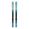 A pair of Alpinestars ski bindings with matching blue and teal skis, shown vertically against a plain white background.
