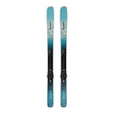 A pair of Alpinestars ski bindings with matching blue and teal skis, shown vertically against a plain white background.