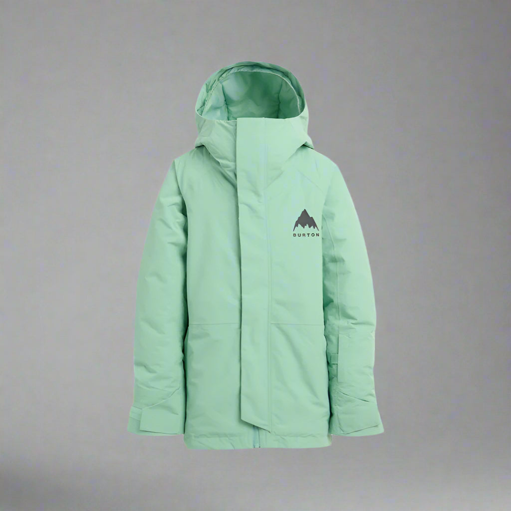 Green winter jacket with a brand logo on a white background