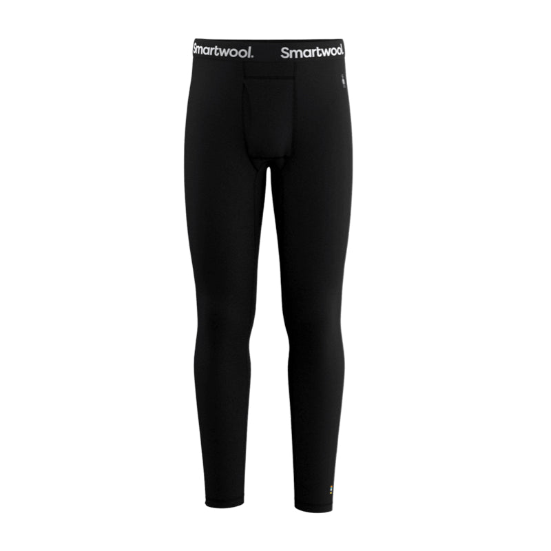 Black Smartwool compression leggings with a white branded waistband, shown on a plain white background.
