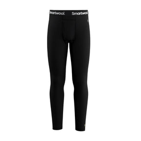 Black Smartwool compression leggings with a white branded waistband, shown on a plain white background.