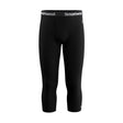 Black 3/4-length compression leggings with a black waistband featuring the white 'Smartwool' brand name, shown against a plain white background.