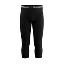 Black 3/4-length compression leggings with a black waistband featuring the white 'Smartwool' brand name, shown against a plain white background.