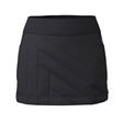 A black athletic skirt with diagonal stitched paneling, shown against a plain white background.