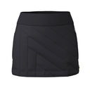 A black athletic skirt with diagonal stitched paneling, shown against a plain white background.