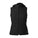 A black sleeveless hooded puffer vest with a full front zipper, shown on a plain white background.
