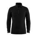 A black long-sleeve quarter-zip pullover sweater with a stand-up collar, displayed on a clean white background.