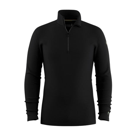 A black long-sleeve quarter-zip pullover sweater with a stand-up collar, displayed on a clean white background.