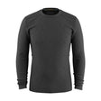 A dark charcoal gray long-sleeve crewneck shirt, shown on a clean white background.