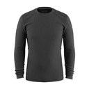 A dark charcoal gray long-sleeve crewneck shirt, shown on a clean white background.