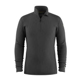 A dark charcoal gray long-sleeve quarter-zip pullover with a stand-up collar, shown on a plain white background.