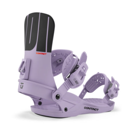 Purple and black snowboard binding