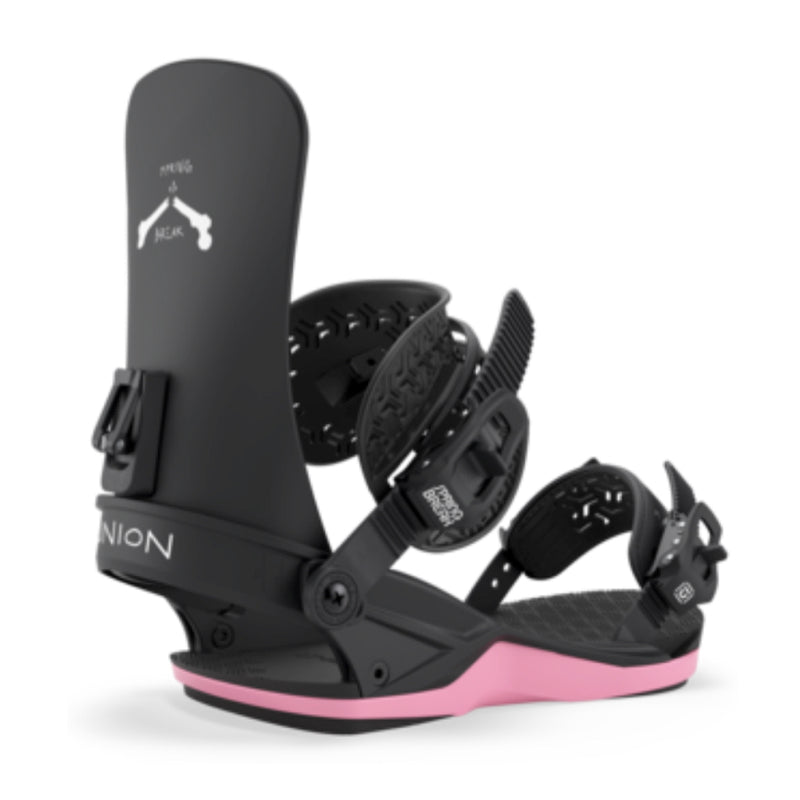 Black and pink snowboard binding