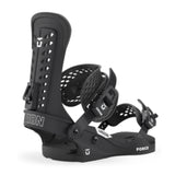 Black snowboard bindings