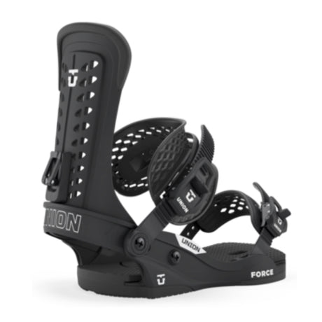 Black snowboard bindings