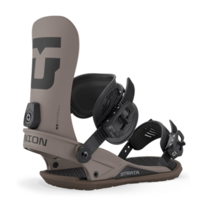 Brown and black snowboard binding