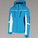 Blue and white jacket with a hood on a white background