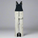 White ski bib with black accents on a white background