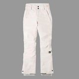 White pants with a small logo on a white background