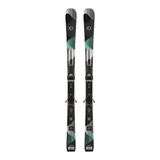Pair of skis with bindings on a white background