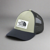 Green and navy cap with The North Face logo on a white background