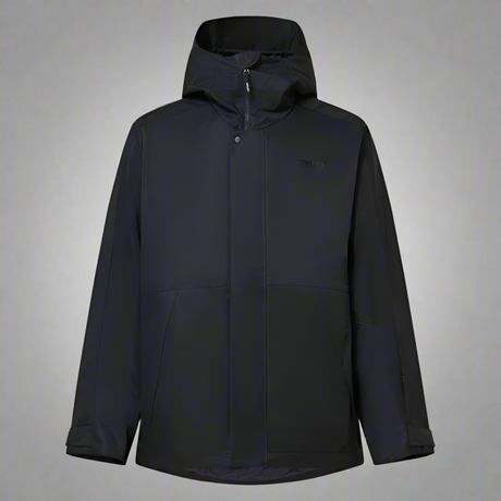 Black jacket with a hood on a light gray background