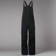 Black bib overalls on a light gray background