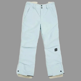 Light blue snow pants with a brand logo on a white background