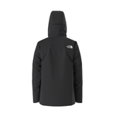 Black jacket with a brand logo on the back against a white background