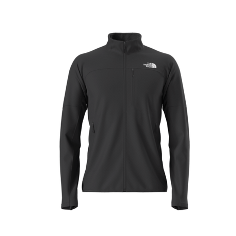 Black jacket with a brand logo on a white background