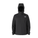 Black jacket with a hood on a white background
