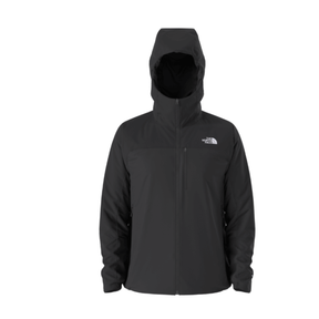 Black jacket with a hood on a white background