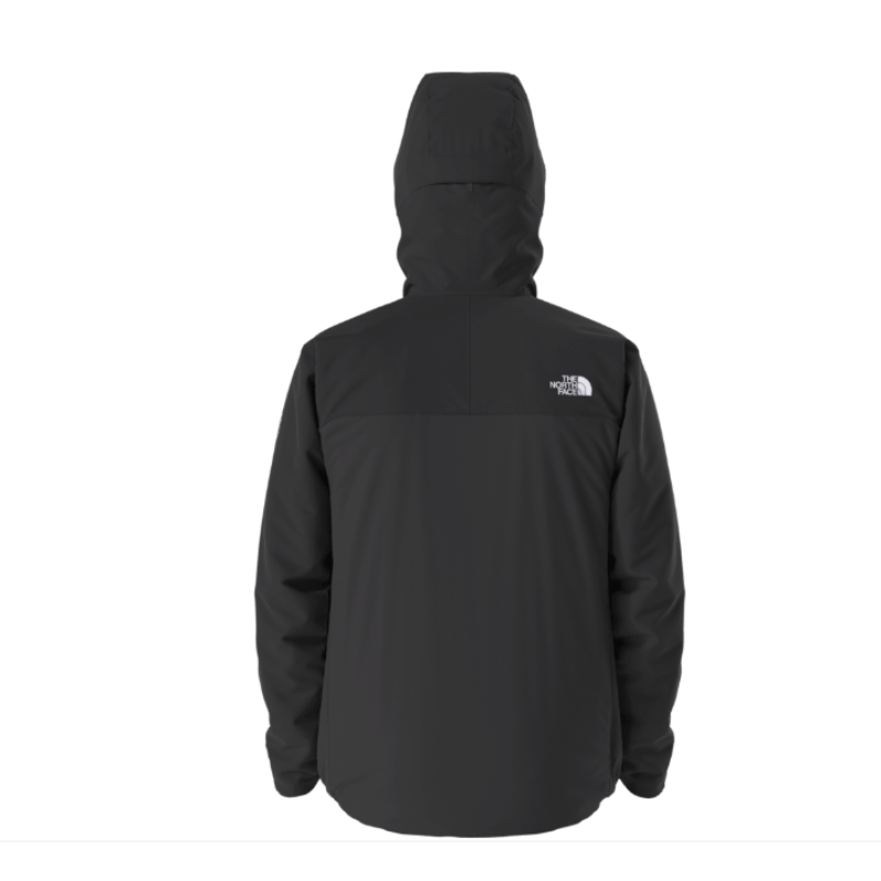 Black jacket with a hood on a white background