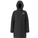 Black winter coat with fur hood on a white background