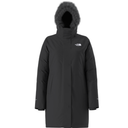 Black winter coat with fur hood on a white background
