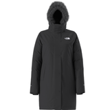 Black winter coat with fur hood on a white background
