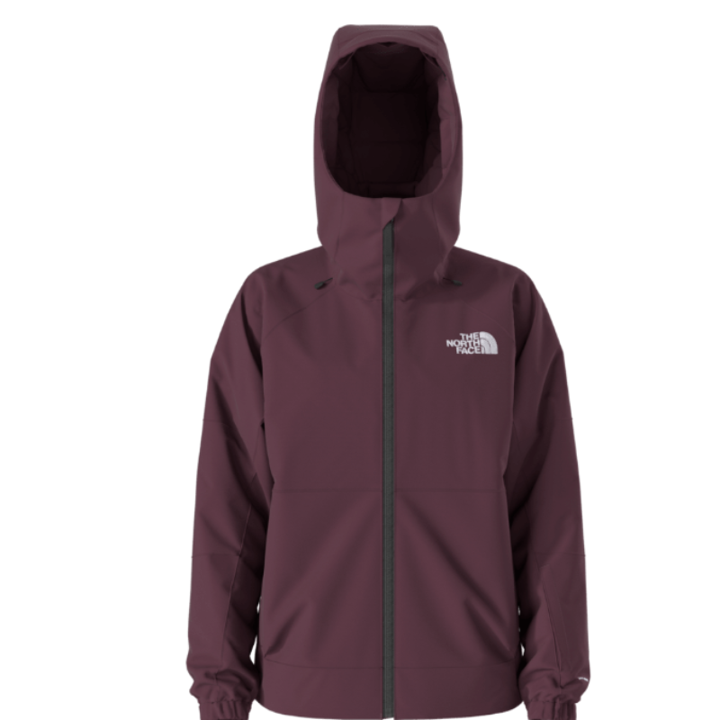 Maroon hooded jacket with The North Face logo on a white background