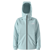 Light blue rain jacket with a brand logo on a white background