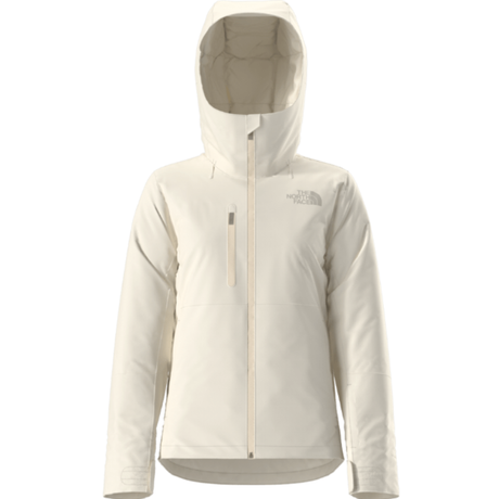 Beige hooded jacket with The North Face logo on a white background