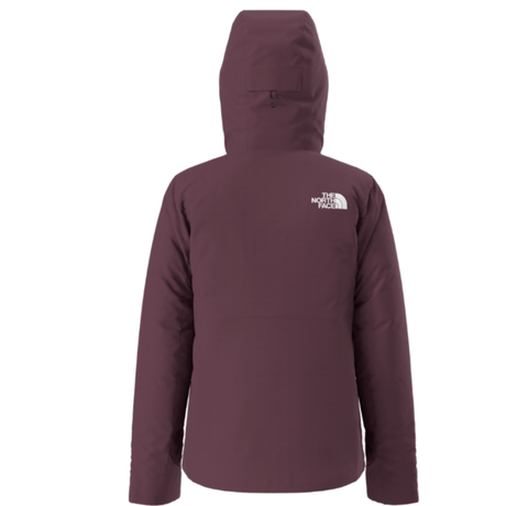 Maroon jacket with a brand logo on the back against a white background