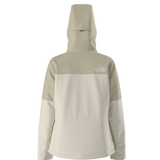 Beige and white jacket with a brand logo on a white background
