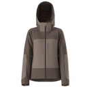 Brown hooded jacket with a visible brand logo on a white background