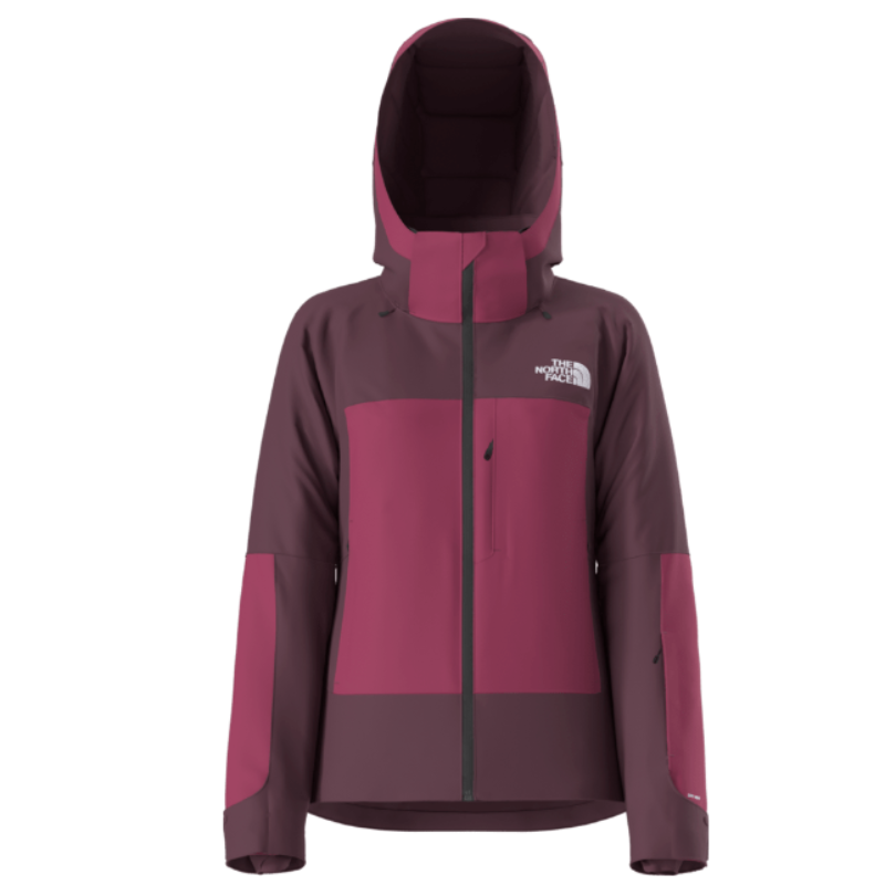 Maroon and pink jacket with a hood on a white background